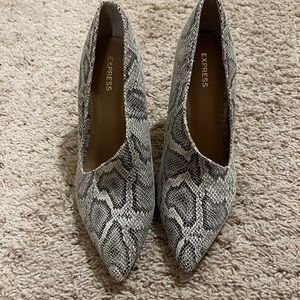 Express size 8 snake skin almost bootie
